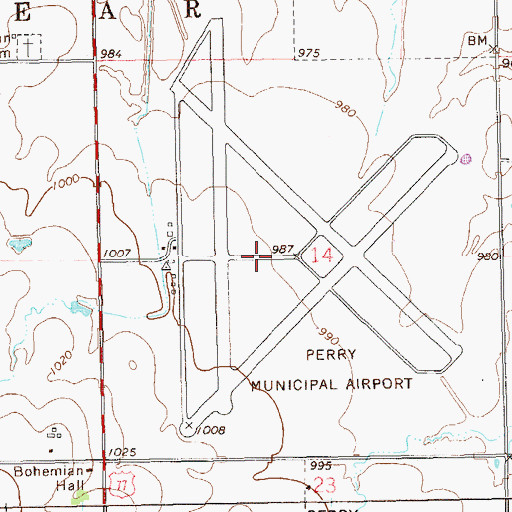 Topographic Map of Perry Army Air Field (historical), OK