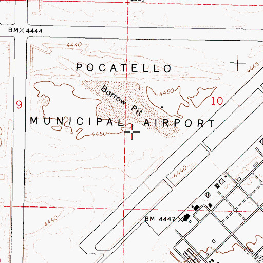 Topographic Map of Pocatello Army Air Field (historical), ID