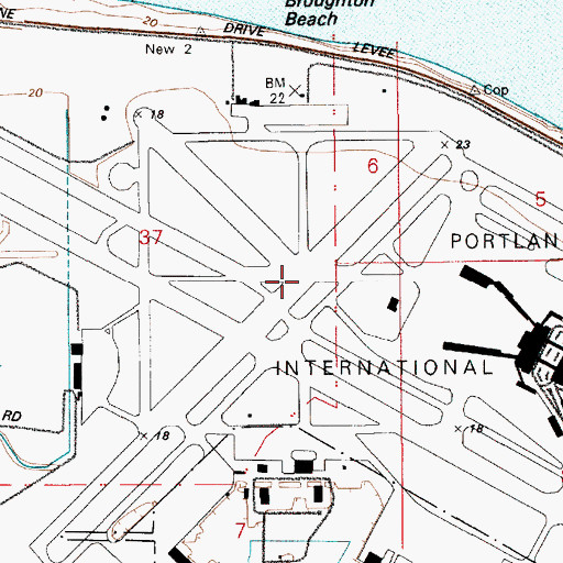 Topographic Map of Portland Army Air Base (historical), OR