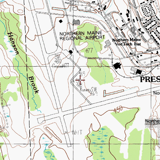 Topographic Map of Presque Isle Army Air Field (historical), ME