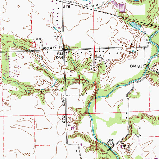 Topographic Map of Hoadley Cemetery, IN