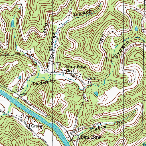 Topographic Map of Forshas Branch, KY