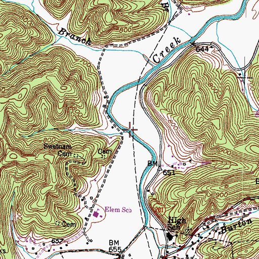 Topographic Map of Swetnam Creek, KY