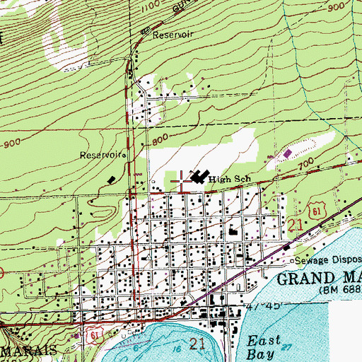 Topographic Map of Cook County Schools, MN
