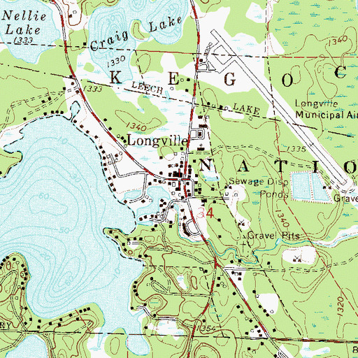 Topographic Map of Longville Campground, MN