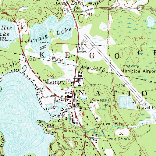 Topographic Map of Longville City Hall, MN
