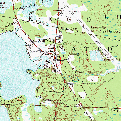 Topographic Map of Longville Elementary School, MN