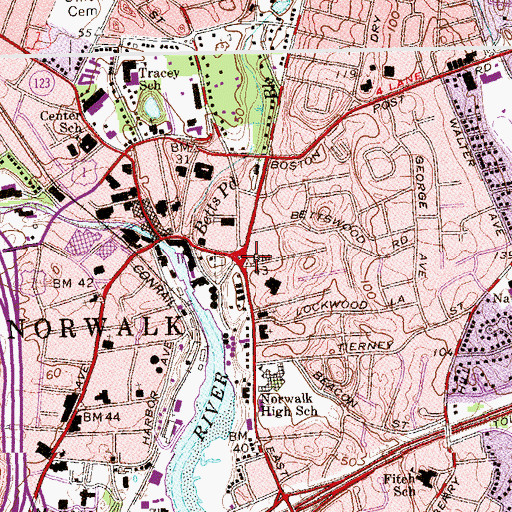 Topographic Map of Norwalk, CT