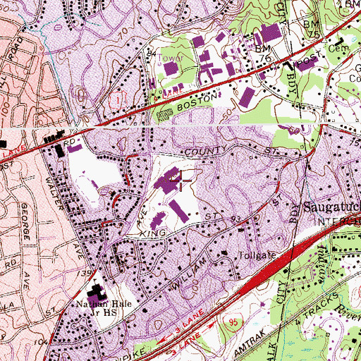 Topographic Map of Norwalk High School, CT