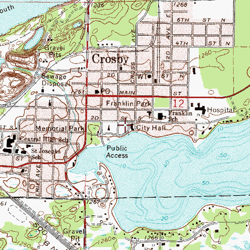 Topographic Map of Crosby Police Department, MN