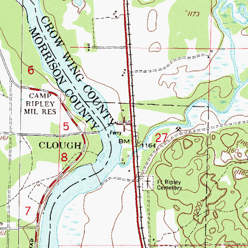 Topographic Map of Nokasippi River Historical Monument, MN
