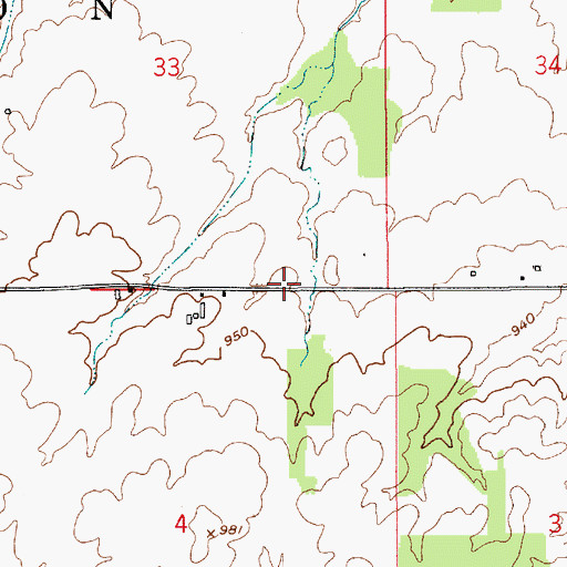Topographic Map of Higgins Cemetery, IN
