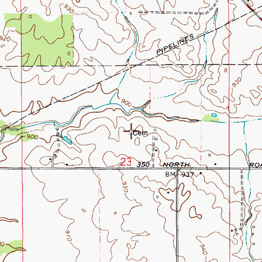 Topographic Map of Tinder Cemetery, IN