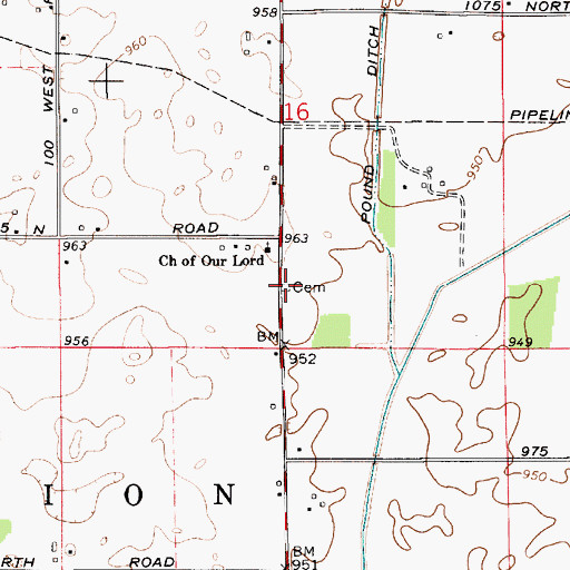 Topographic Map of Griffith Cemetery, IN
