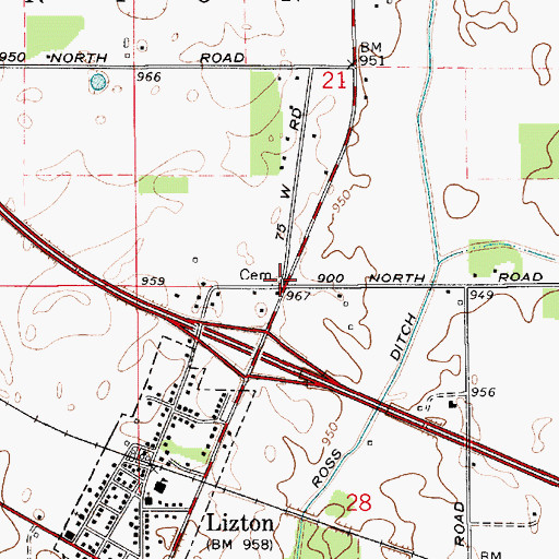 Topographic Map of Cundiff Cemetery, IN