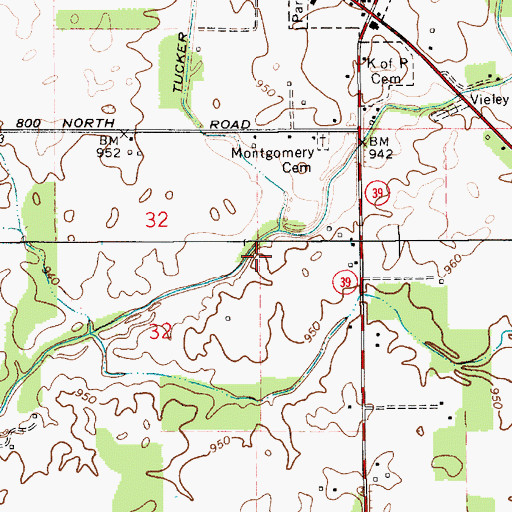 Topographic Map of Leach Number 2 Cemetery, IN