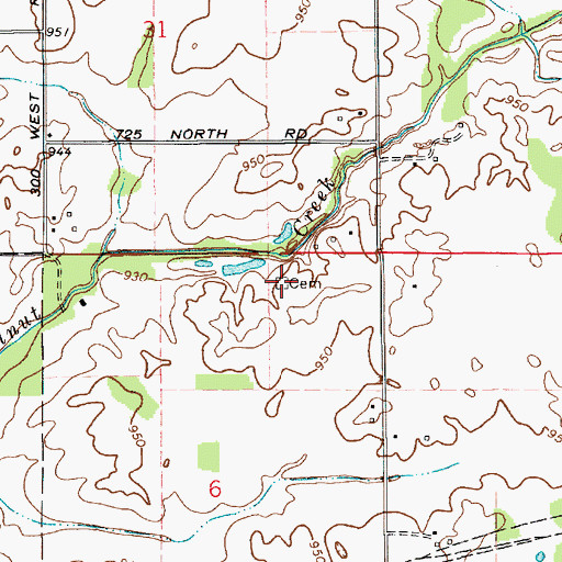Topographic Map of Pritchett Cemetery, IN