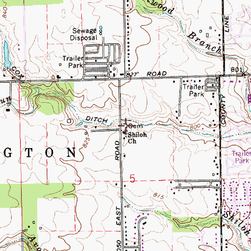 Topographic Map of Shiloh Methodist Cemetery, IN
