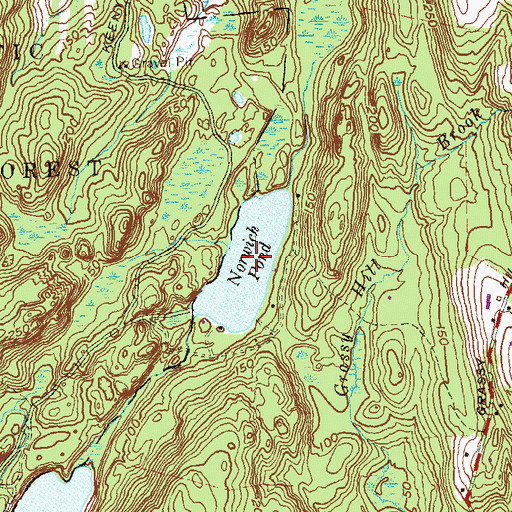 Topographic Map of Norwich Pond, CT