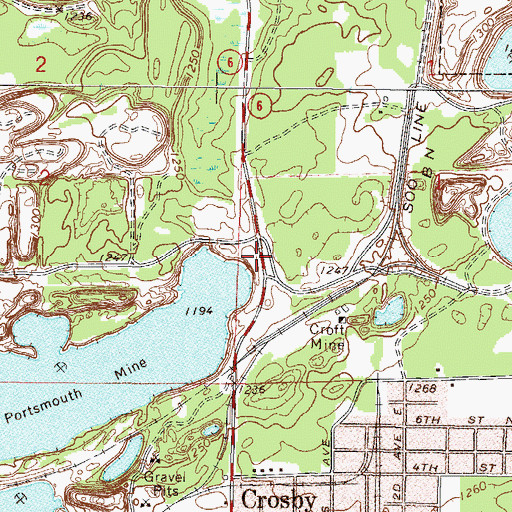 Topographic Map of Portsmouth Mine Geological Marker, MN