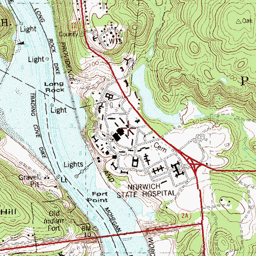 Topographic Map of Norwich State Hospital (historical), CT