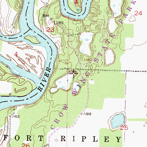 Topographic Map of Crow Wing State Park, MN