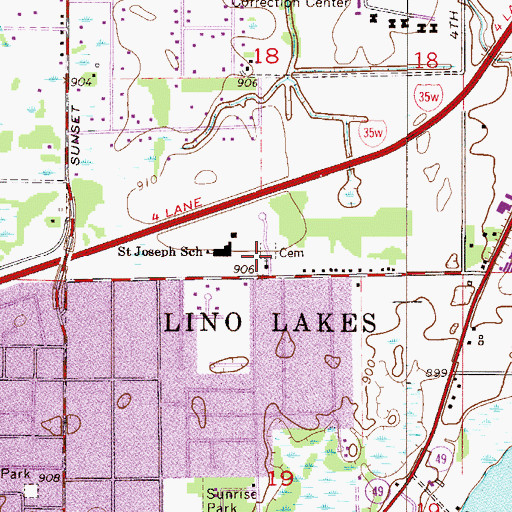 Topographic Map of Saint Joseph of the Lakes Catholic Church Cemetery, MN