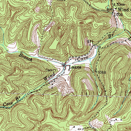 Topographic Map of Lakes, KY
