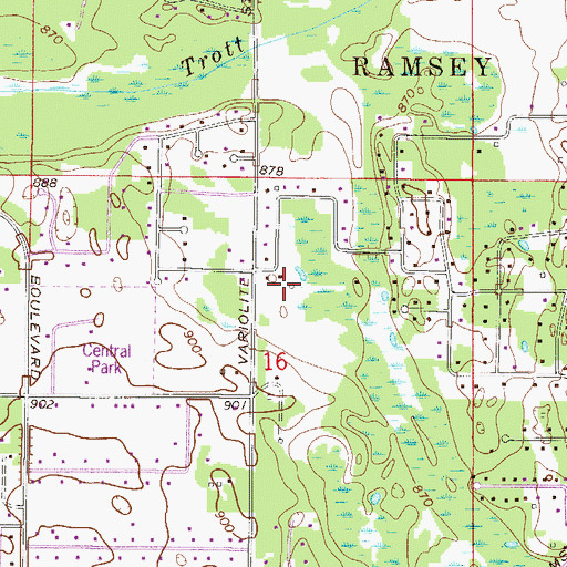 Topographic Map of Township of Ramsey (historical), MN
