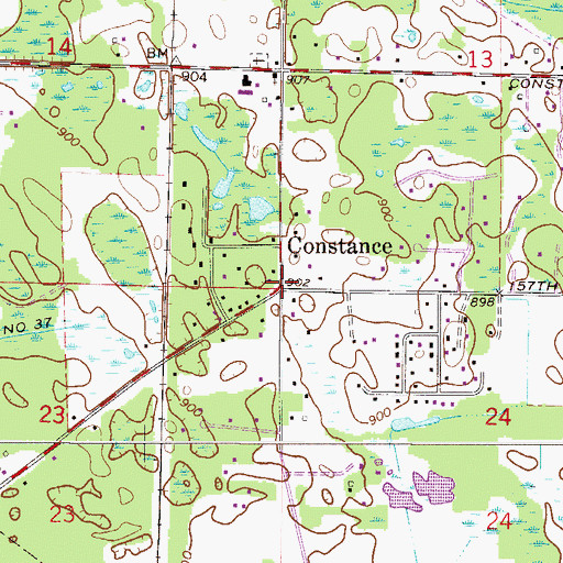 Topographic Map of Constance Post Office (historical), MN