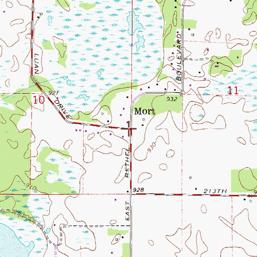 Topographic Map of Mort Post Office (historical), MN