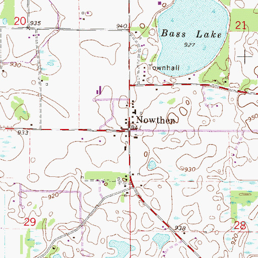 Topographic Map of Nowthen Post Office (historical), MN
