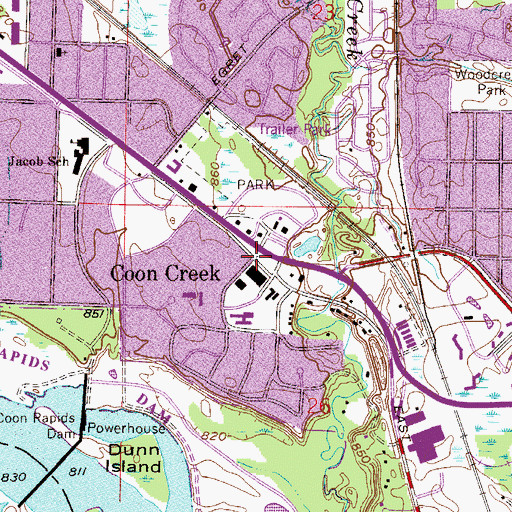 Topographic Map of Cooncreek Post Office (historical), MN