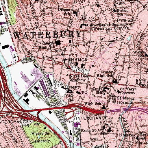 Topographic Map of Notre Dame Academy, CT