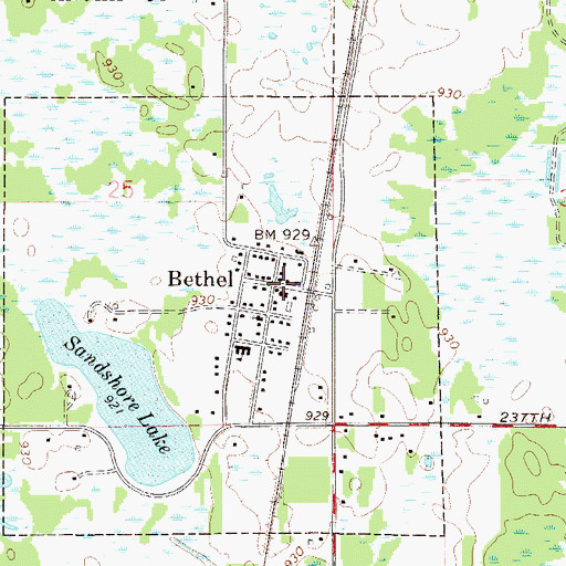 Topographic Map of Bethel Post Office, MN