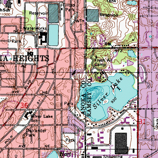 Topographic Map of Silver Lake Park, MN