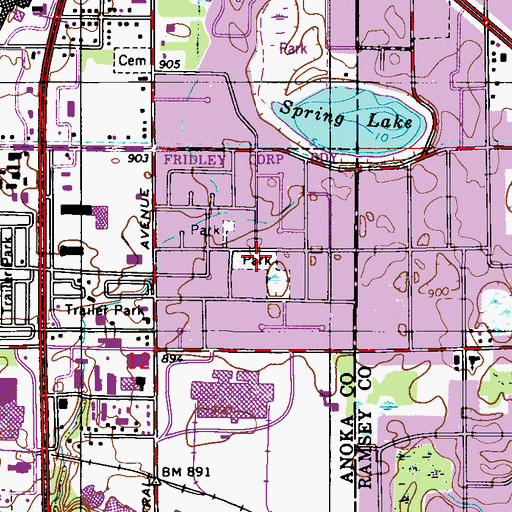 Topographic Map of Flanery Park, MN