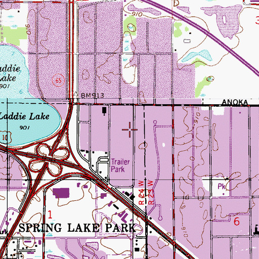 Topographic Map of Westwood Park, MN