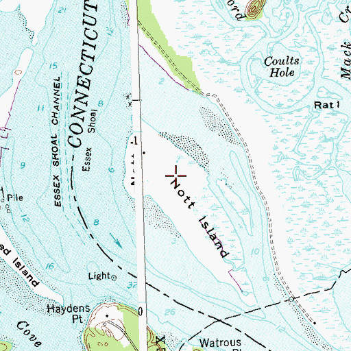 Topographic Map of Nott Island, CT