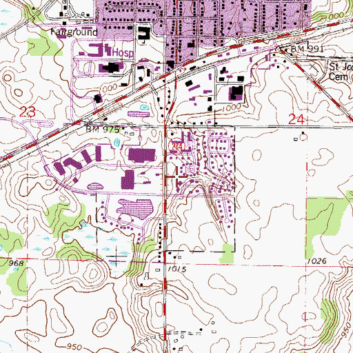 Topographic Map of Fox Run Park, MN