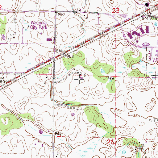 Topographic Map of Bent Creek Park, MN
