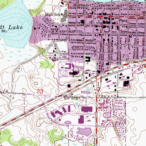 Topographic Map of Ridgeview Medical Center, MN