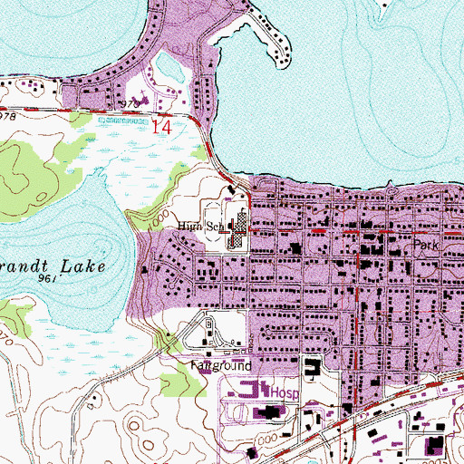 Topographic Map of Bayview Elementary School, MN