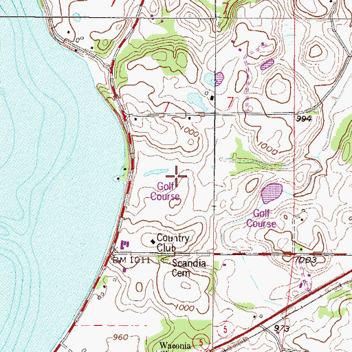 Topographic Map of Island View Golf Club, MN