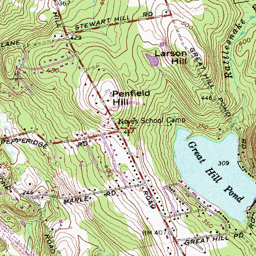 Topographic Map of Noyes School Camp, CT