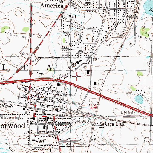Topographic Map of All Saints Lutheran Church, MN