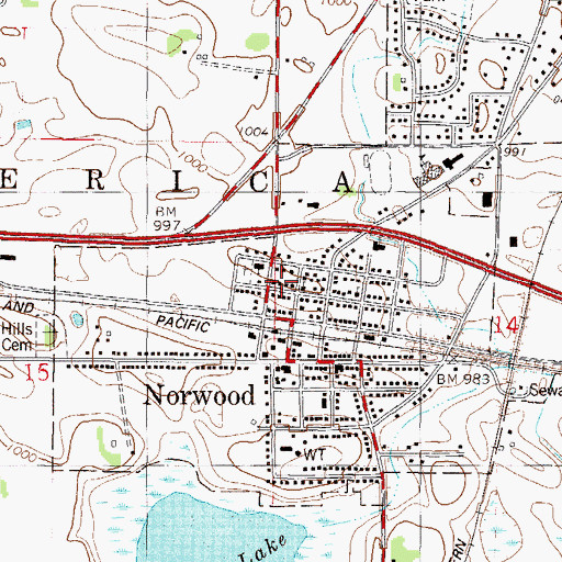 Topographic Map of United Methodist Church, MN