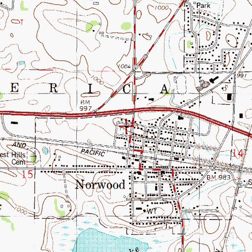 Topographic Map of Church of the Ascension, MN