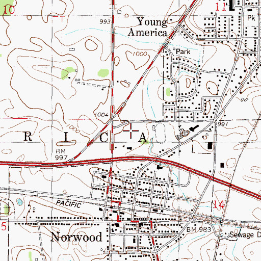 Topographic Map of Central Elementary School, MN