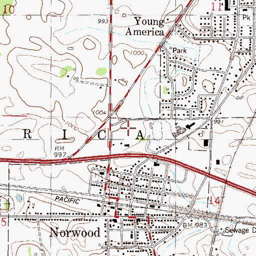 Topographic Map of Central Elementary School, MN